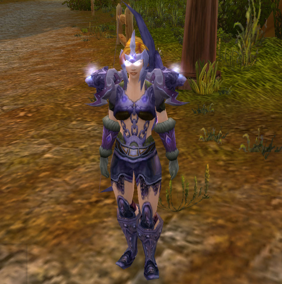 Purple themed hunter transmog in World of Warcraft