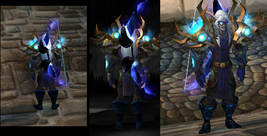 Blue themed hunter transmog gear set in World of Warcraft