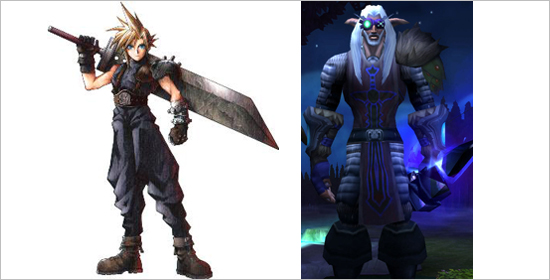 Cloud Strife from Final Fantasy 7 hunter transmog theme in World of Warcraft