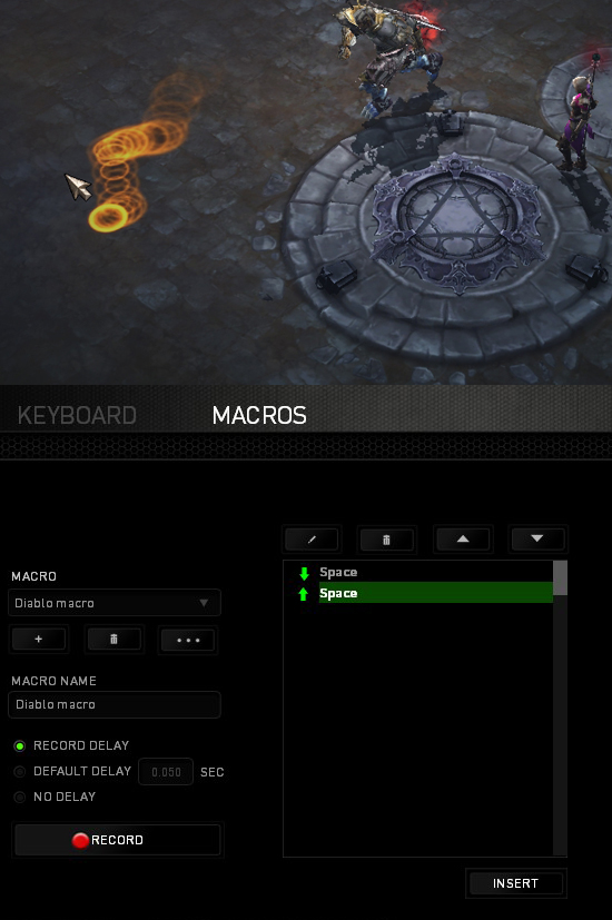 Using a Razer Synapse macro, in order to play Diablo 3 without pressing left click