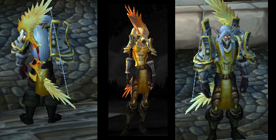 Yellow themed hunter transmog gear set in World of Warcraft