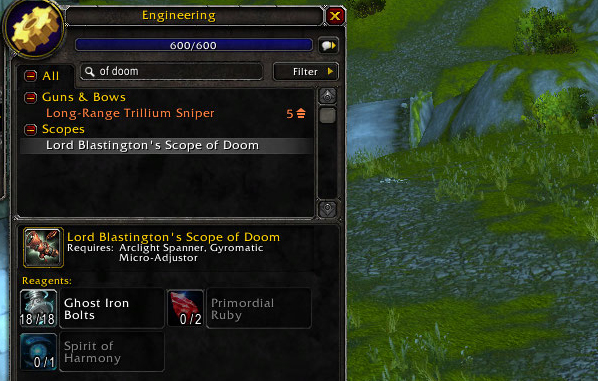 A tip for making gold with the “Engineering” profession in Mists of Pandaria